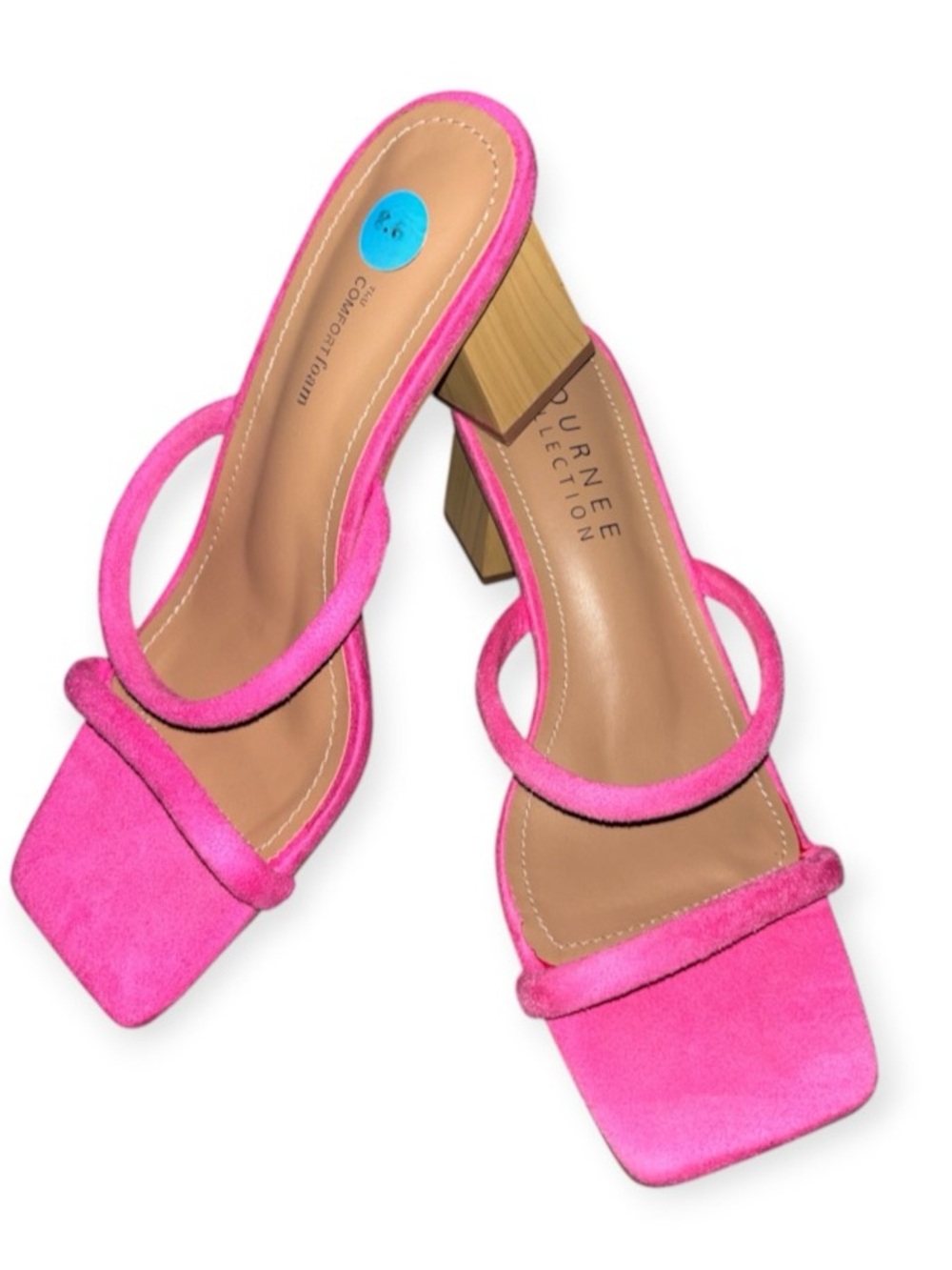 J.Renee Hot Pink Suede Double-Strap Block Heel Slides, NWOB